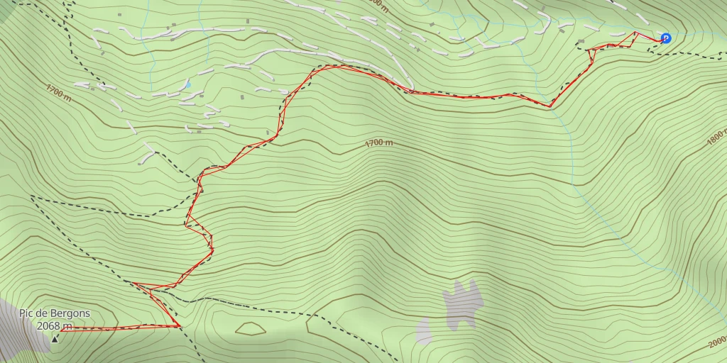 Carte de l'itinéraire :  Pic de Bergons