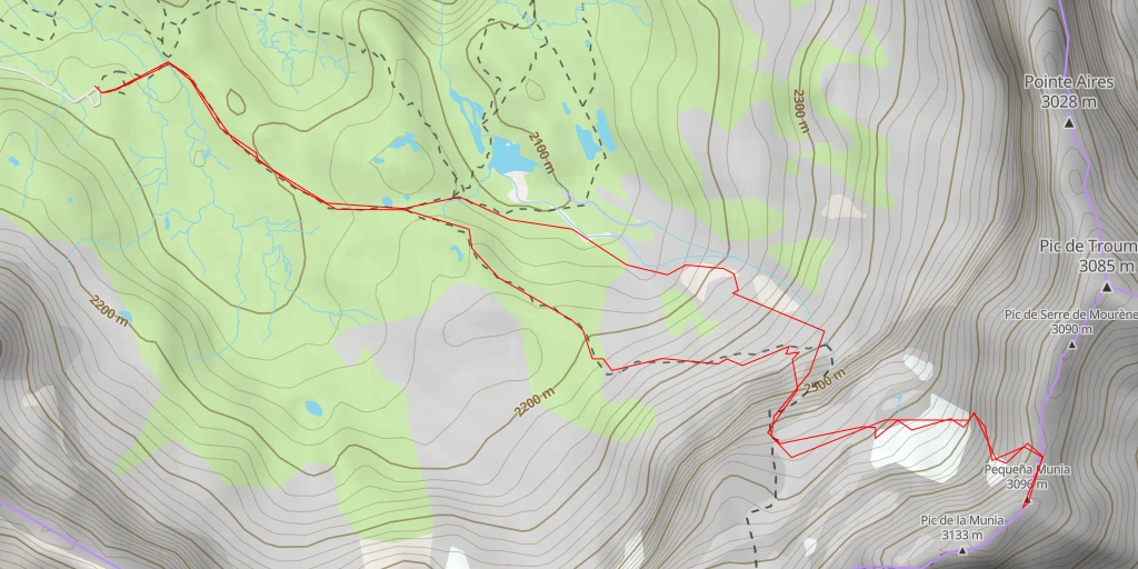 Map of the trail for Pic de la Munia Versant N du Col Paget-Chapelle (voie Russell)