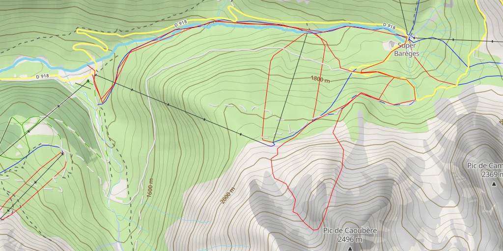 Map of the trail for Col de la Borne de Caoubère Couloir NE dit de la Borne depuis Tournaboup