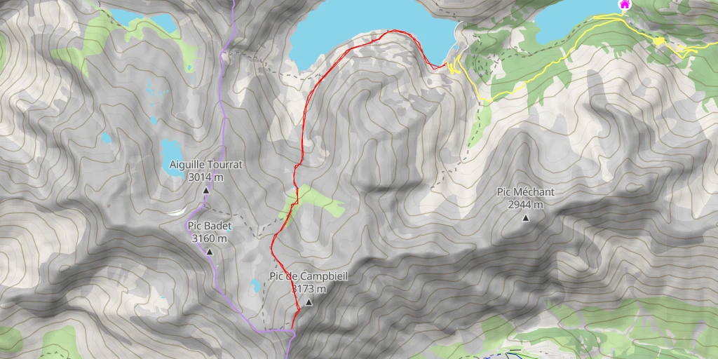 Carte de l'itinéraire :  Pic de Lentilla