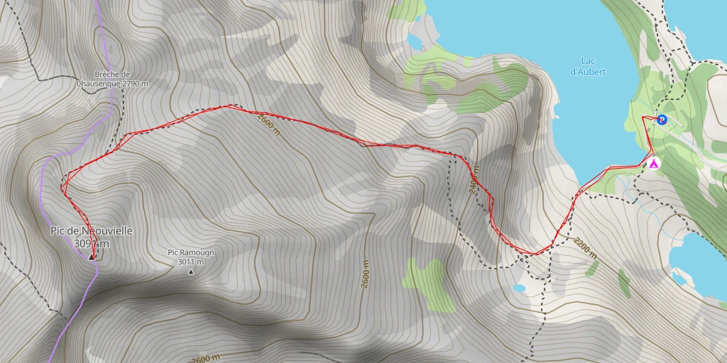 Map of the trail for Pic de Néouvielle