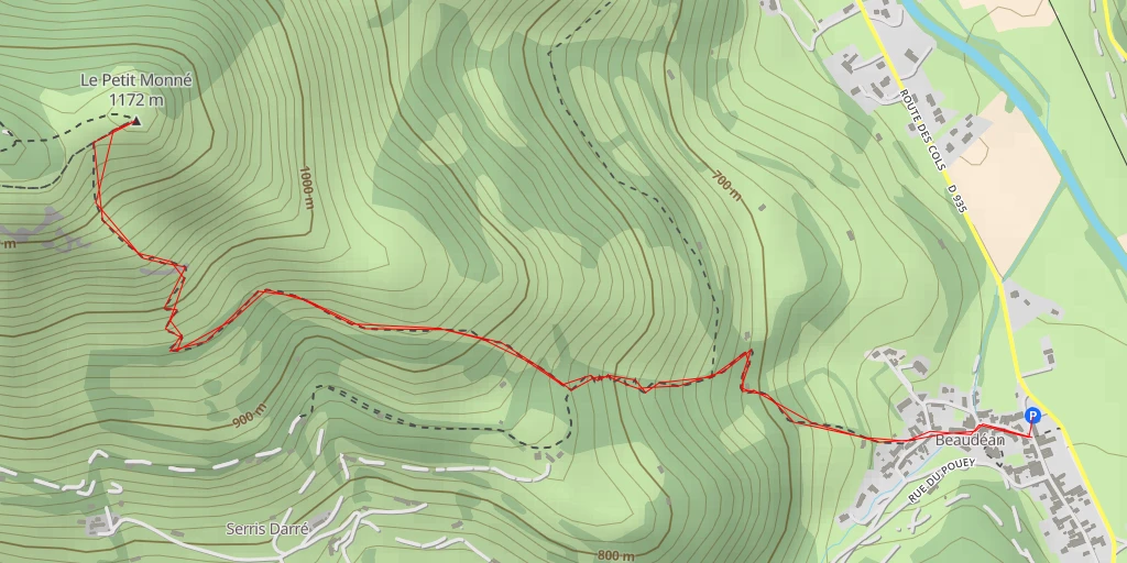 Carte de l'itinéraire :  Le Petit Monné