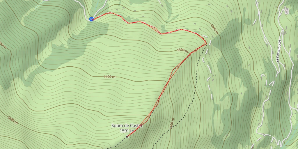 Carte de l'itinéraire :  Soum de Castet