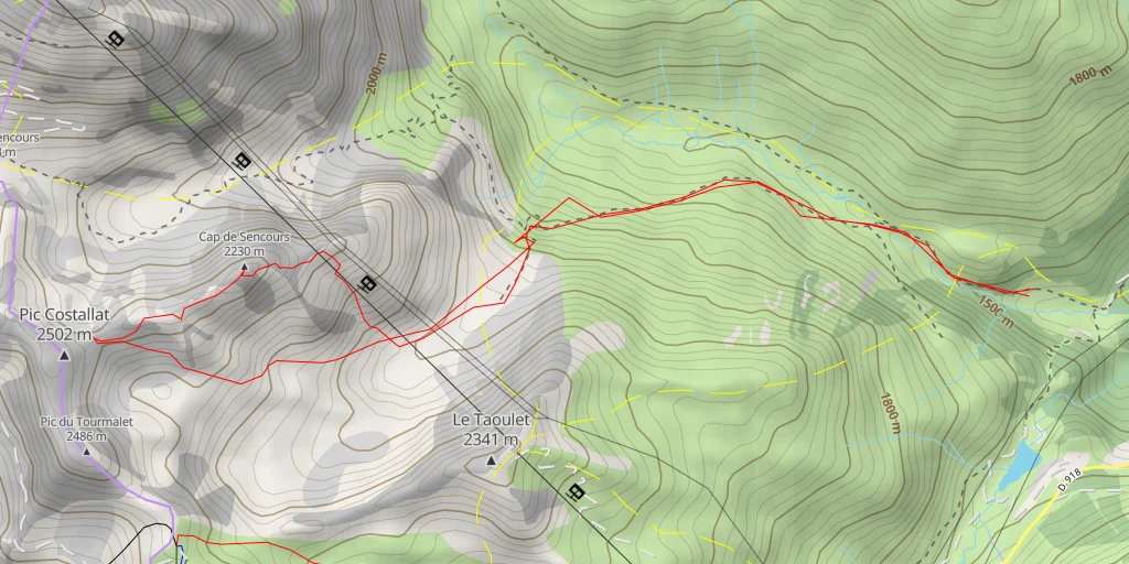 Map of the trail for Cap de Sencours Couloir S