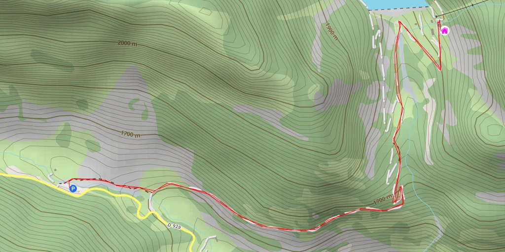 Carte de l'itinéraire :  Refuge de l'Oule