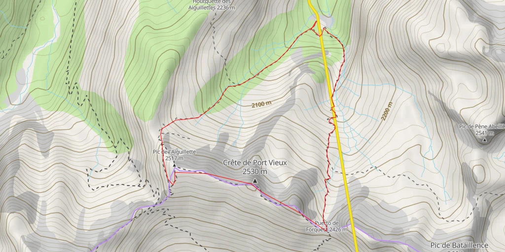 Carte de l'itinéraire :  Crête de Port Vieux