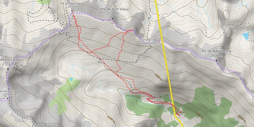 Map of the trail for Pic de l'Aiguillette Aiguillette Marioules