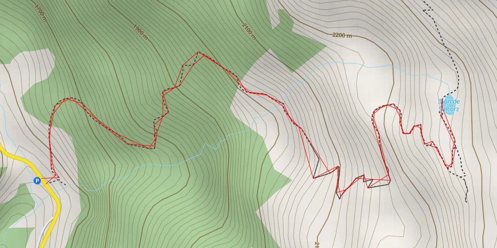 Map of the trail for Ibón de Salcorz