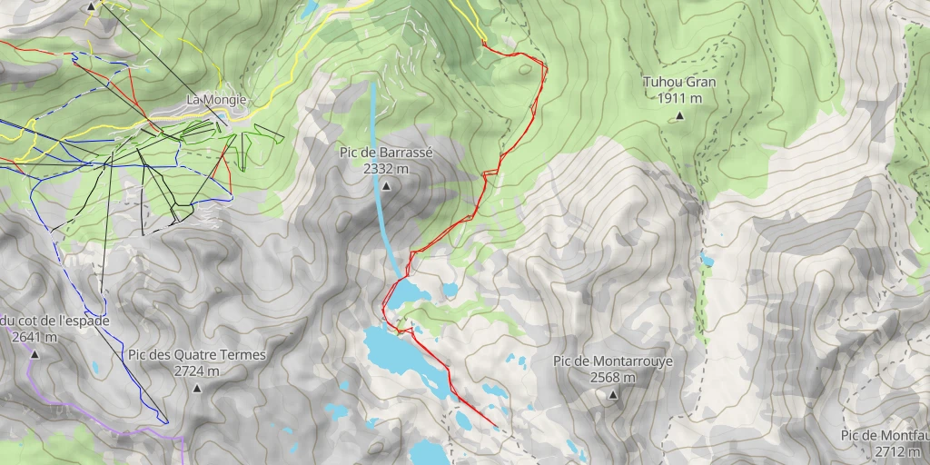 Carte de l'itinéraire :  Refuge de Campana de Cloutou - Sentier du Pic de Portarras