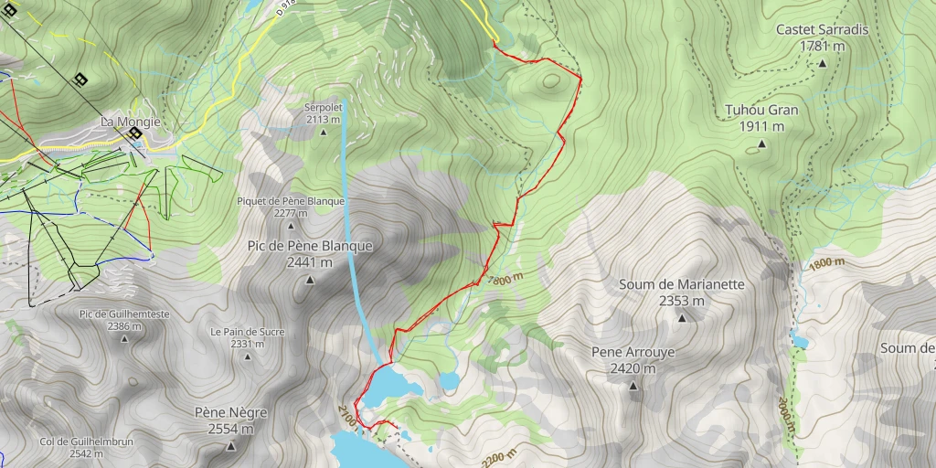 Carte de l'itinéraire :  Cabane de Greziolles - D 918