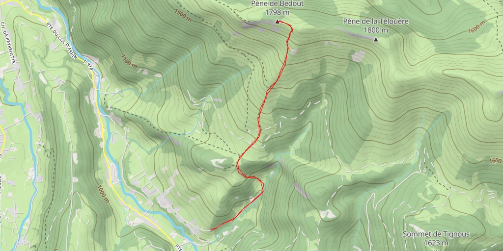 Carte de l'itinéraire :  Pène de Bedout