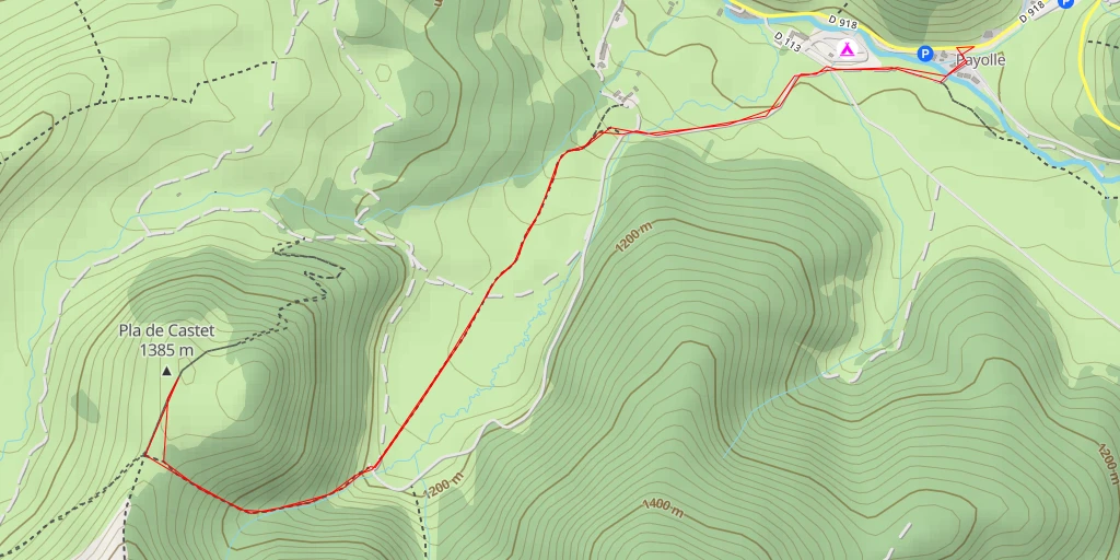 Carte de l'itinéraire :  Pla de Castet