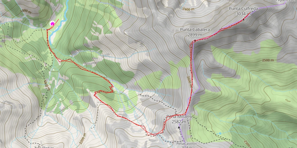 Map of the trail for Pico Culfreda Central