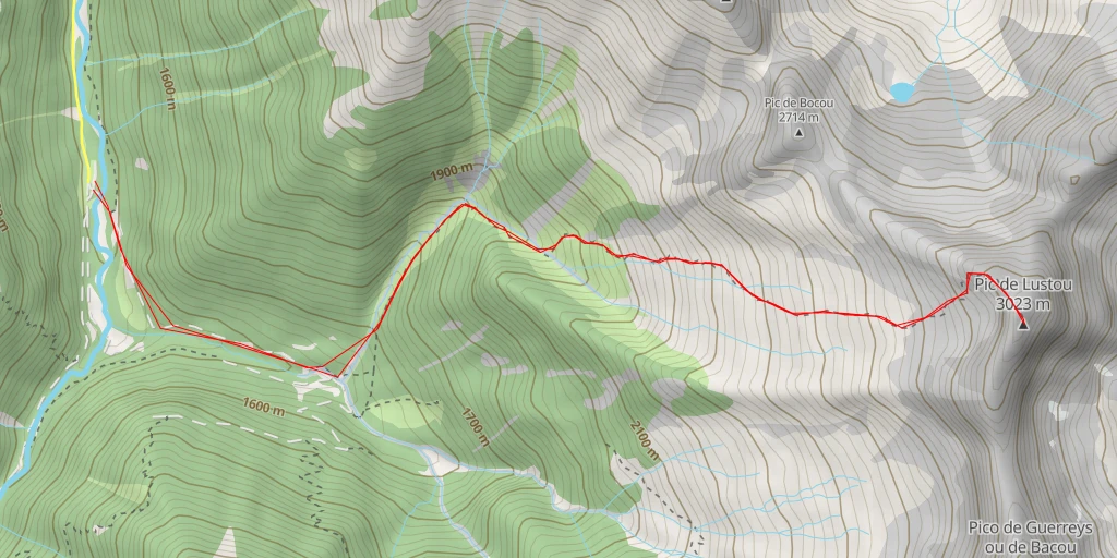 Carte de l'itinéraire :  Pic de Lustou