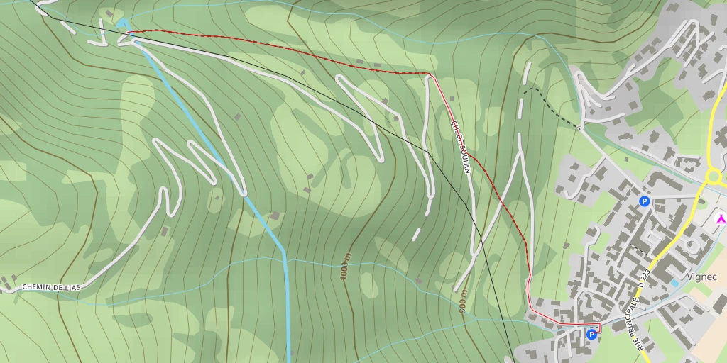 Carte de l'itinéraire :  Vignec P4 GRPH - Chemin de Soulan