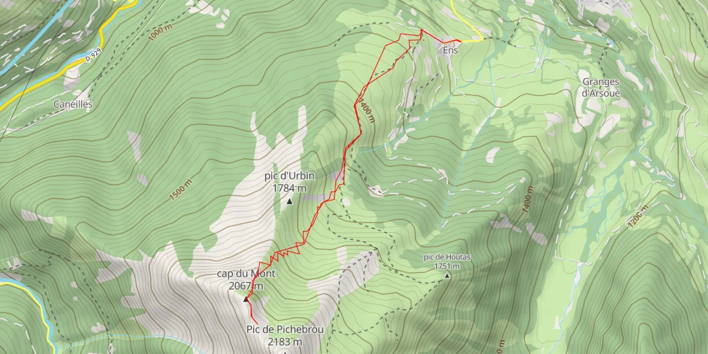 Map of the trail for Cap du Mont Depuis Ens