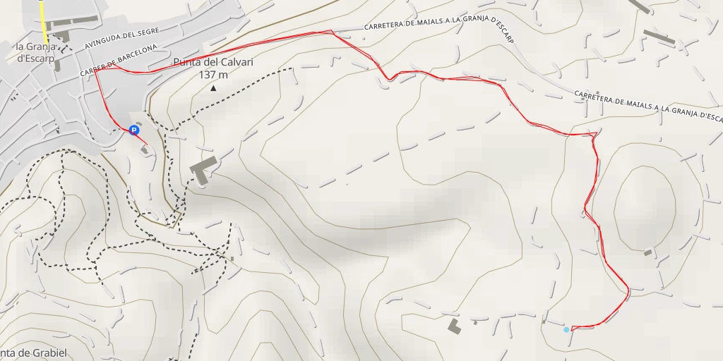 Map of the trail for Carretera de Maials a La Granja d'Escarp - Carretera de Maials a La Granja d'Escarp