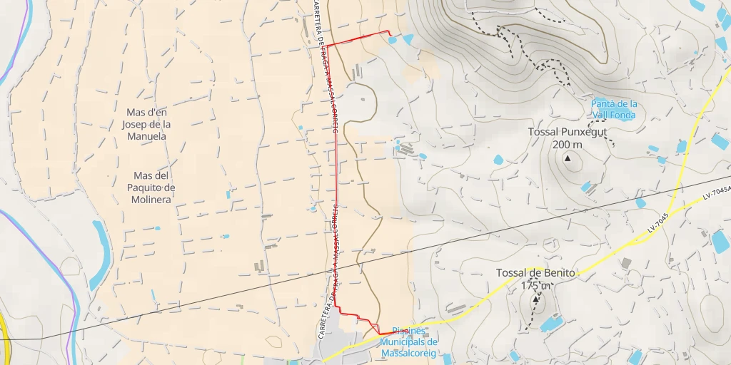 Map of the trail for Carretera de Fraga a Massalcorreig - Carretera de Fraga a Massalcorreig