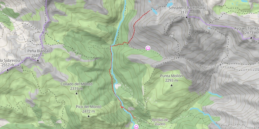 Map of the trail for Ibones de Bachimala