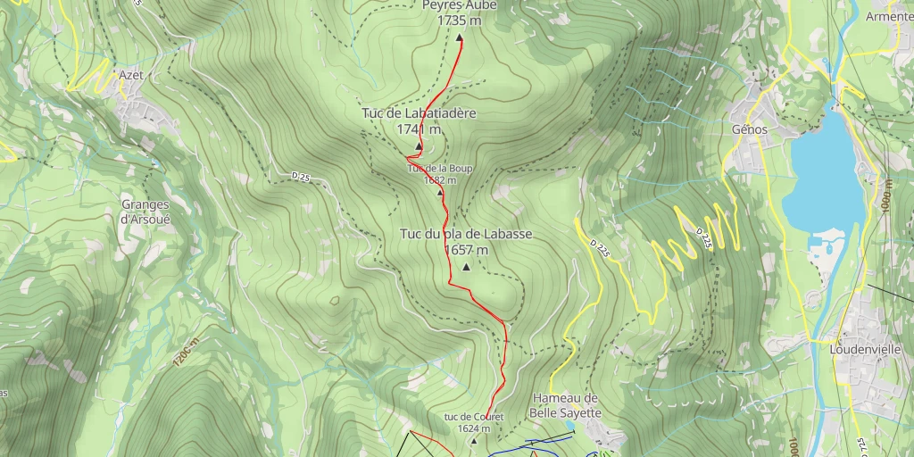 Carte de l'itinéraire :  Peyres Aube