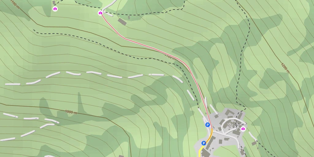 Carte de l'itinéraire :  Ferme du Col de Ris - Ris