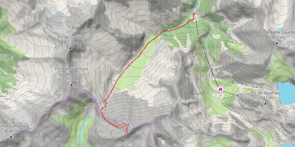 Map of the trail for Ibones de Bachimala