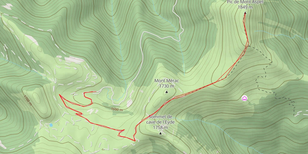 Carte de l'itinéraire :  Pic de Mont Aspet