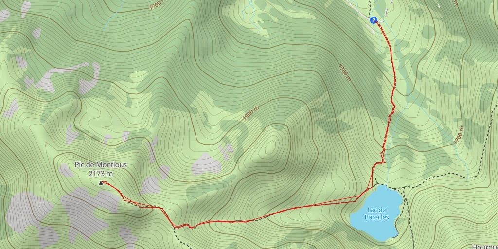 Carte de l'itinéraire :  Pic de Montious