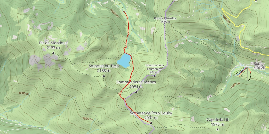 Carte de l'itinéraire :  Sommet de Pouy Louby