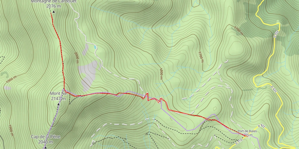 Carte de l'itinéraire :  Montagne de Cardouet