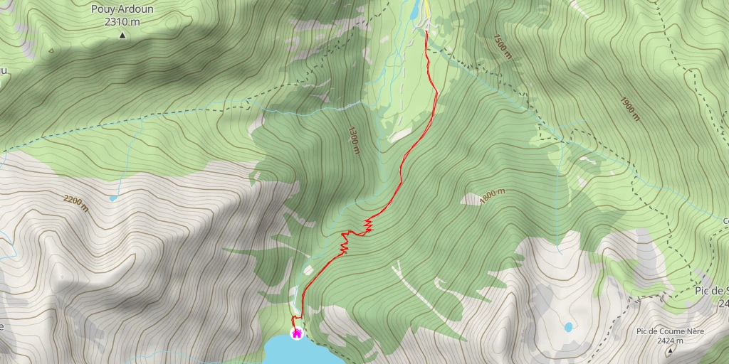 Carte de l'itinéraire :  Refuge du Lac d'Oô