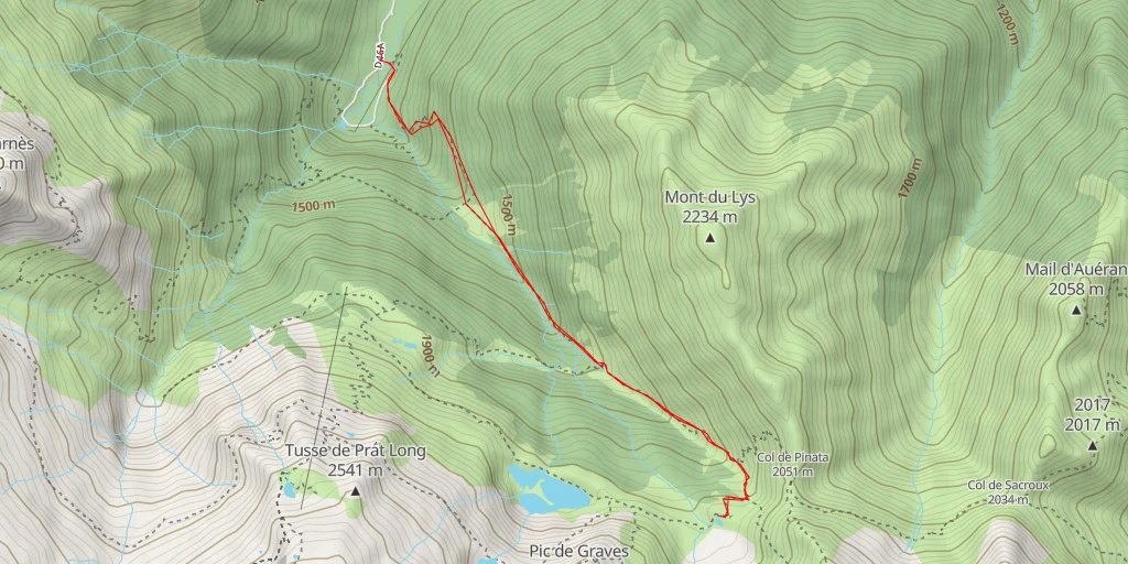 Map of the trail for Lac des Grauès