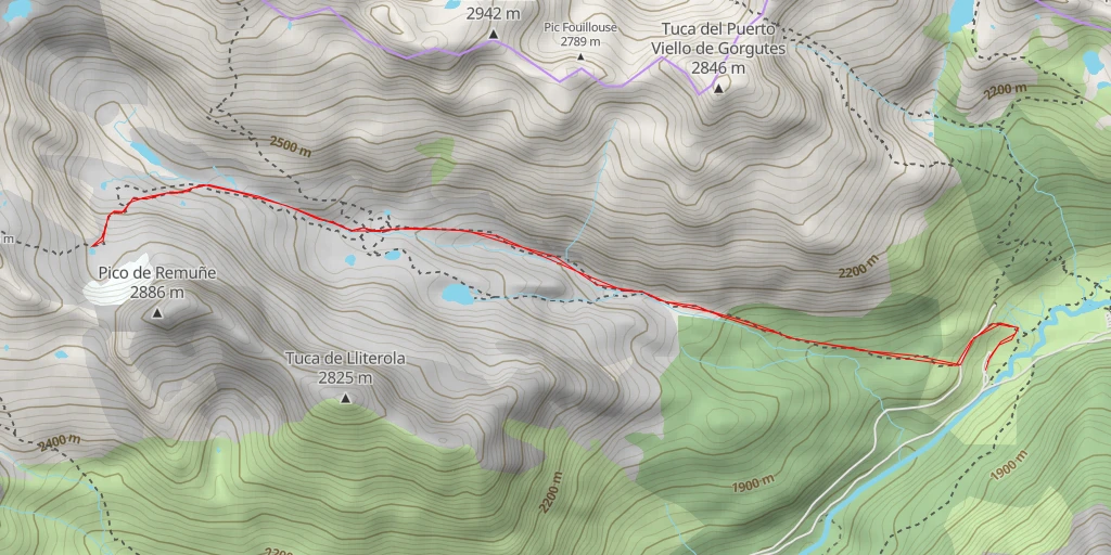 Map of the trail for Ibones del Arenal