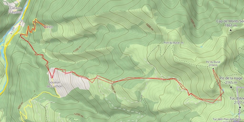 Carte de l'itinéraire :  Pic du Burat