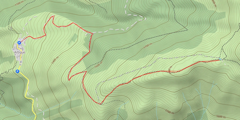 Carte de l'itinéraire :  Cabane de Peyrehitte - Chemin de Peyrahitte