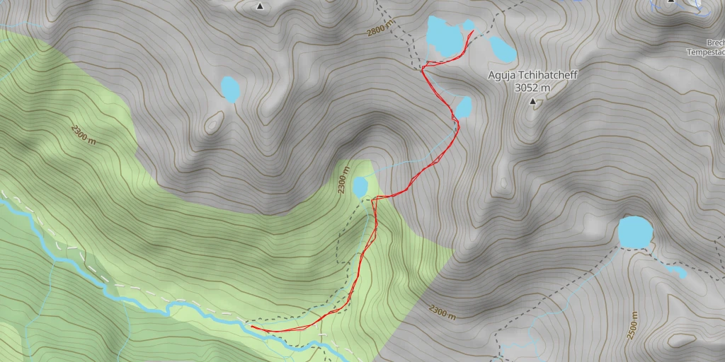 Carte de l'itinéraire :  Abris des Lacs Coronas - Paso de Mahoma