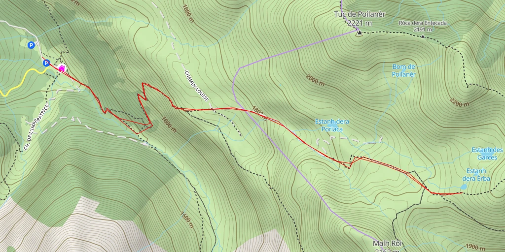 Map of the trail for Estanh de Cap deth Plan