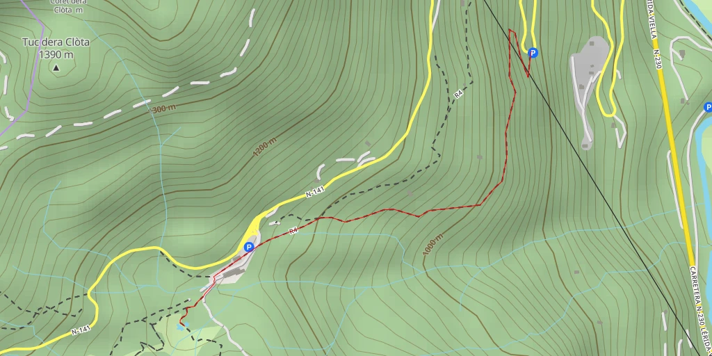 Map of the trail for Aran Park - Carretèra de Marcatosa