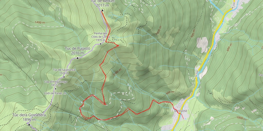 Carte de l'itinéraire :  Tuc de Bedurt