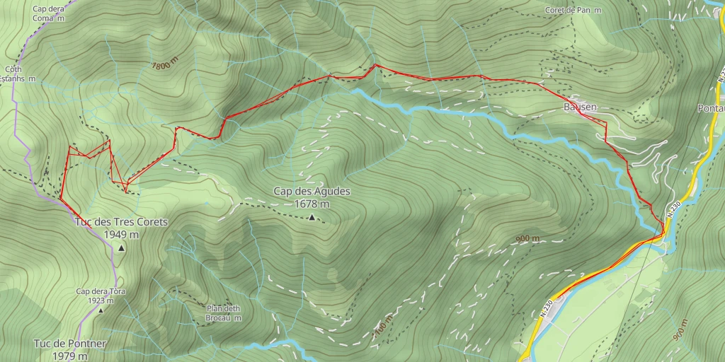 Carte de l'itinéraire :  Malh des Bessons