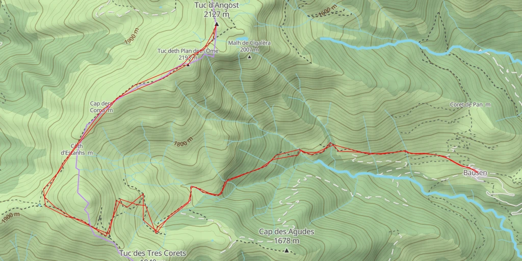 Map of the trail for Tuc d'Angost