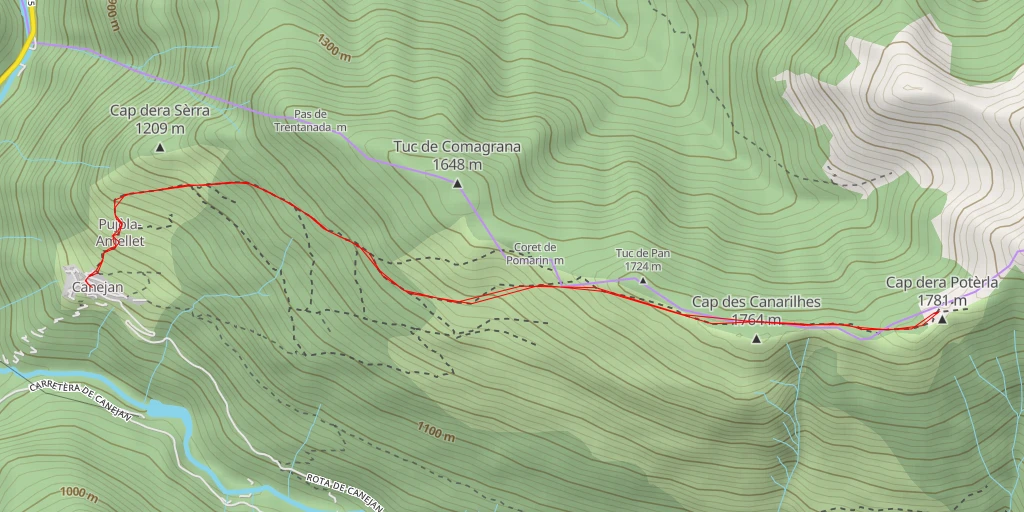 Carte de l'itinéraire :  Cap dera Potèrla