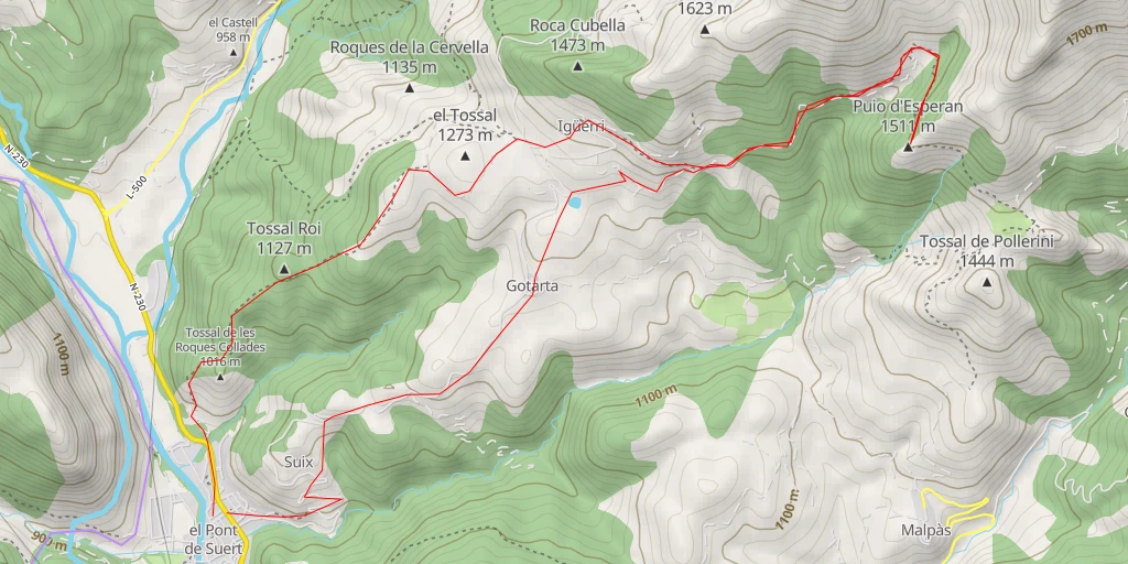 Map of the trail for Puio d'Esperan