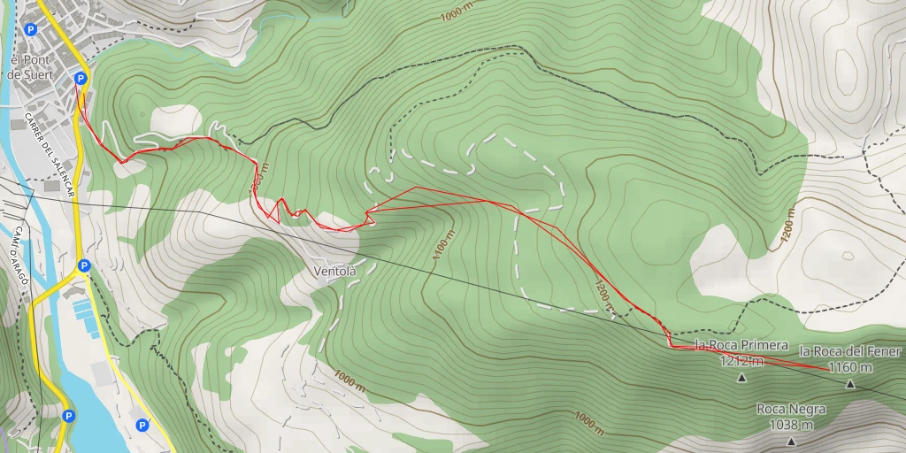 Map of the trail for la Roca del Fener