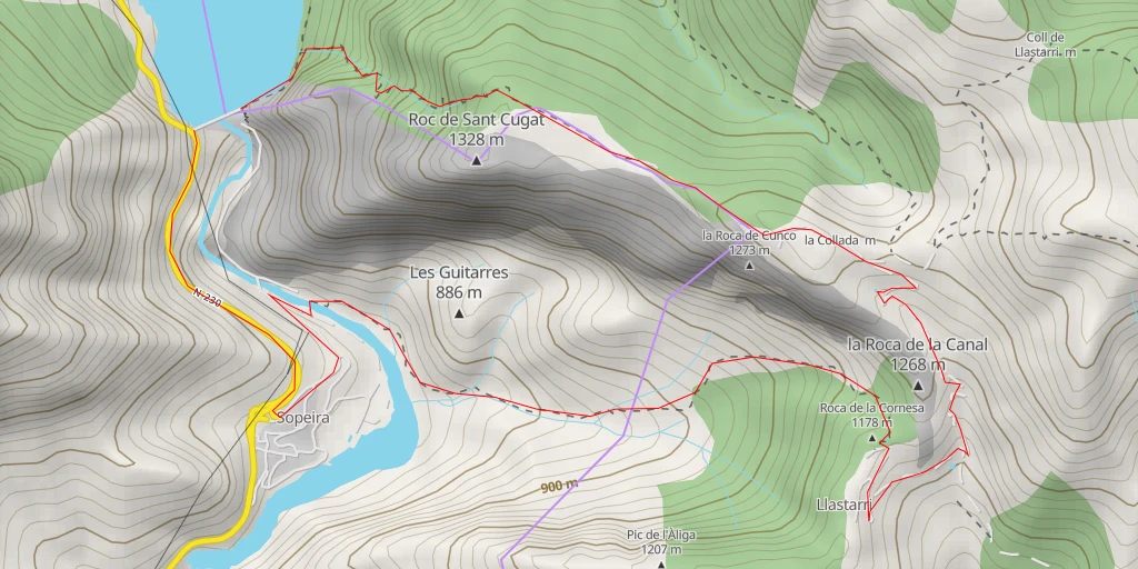 Carte de l'itinéraire :  Roca de la Cornesa