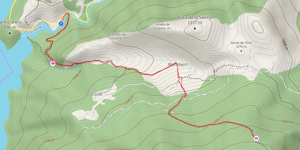 Map of the trail for Pista de Viu de Llevata al Cap de la Faiada