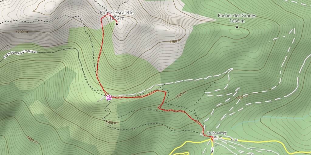 Carte de l'itinéraire :  Pic de l'Escalette