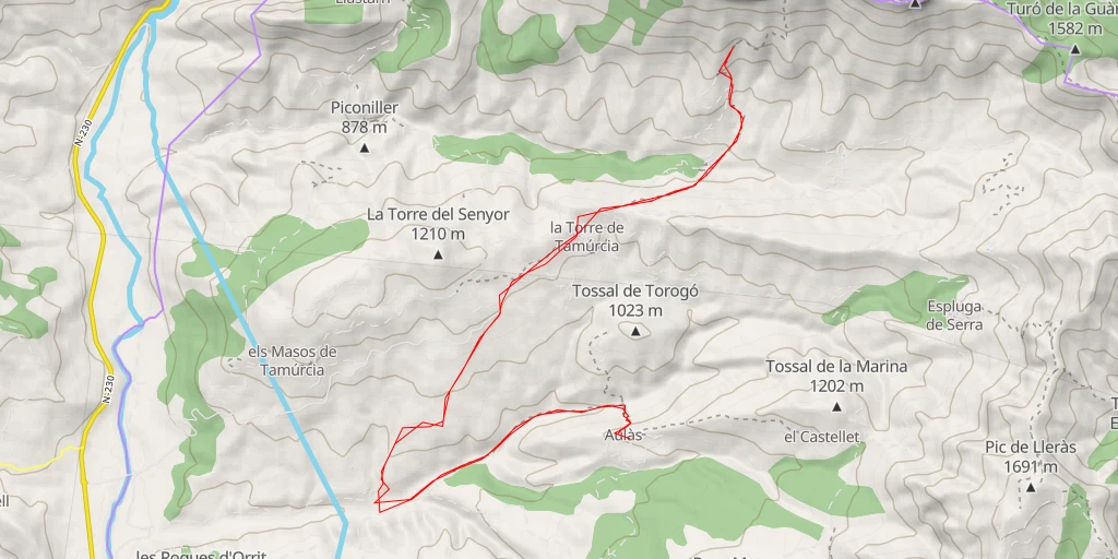 Carte de l'itinéraire :  Sant Gervàs - Camí de l'Obac