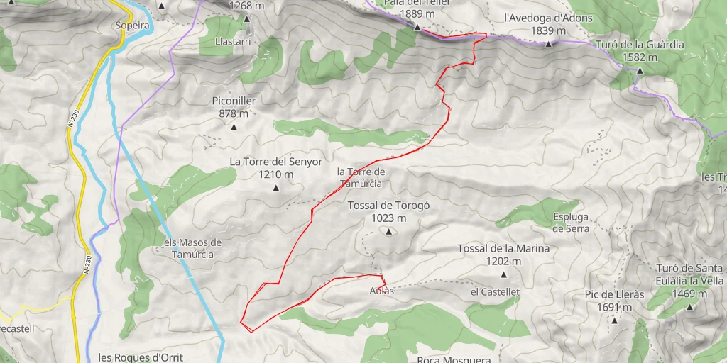 Map of the trail for Pala del Teller