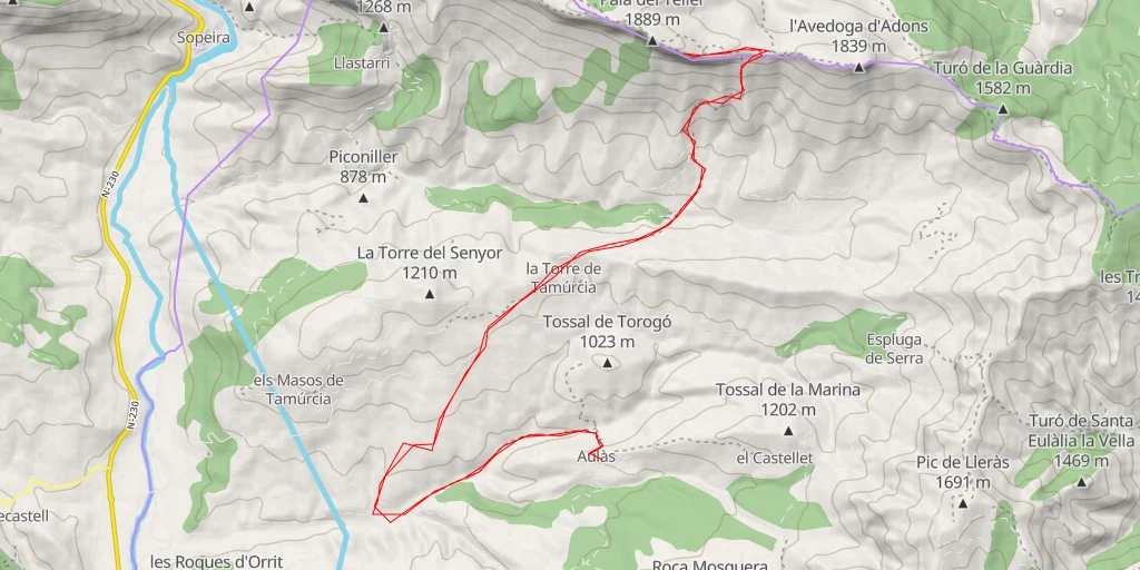 Carte de l'itinéraire :  Roca de Sant Gervàs